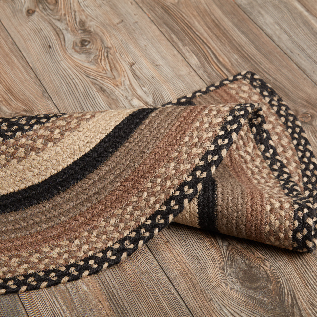 Sawyer Mill Charcoal Jute Braided Rug Half Circle w/ Rug Pad 16.5"x33" VHC Brands - The Fox Decor