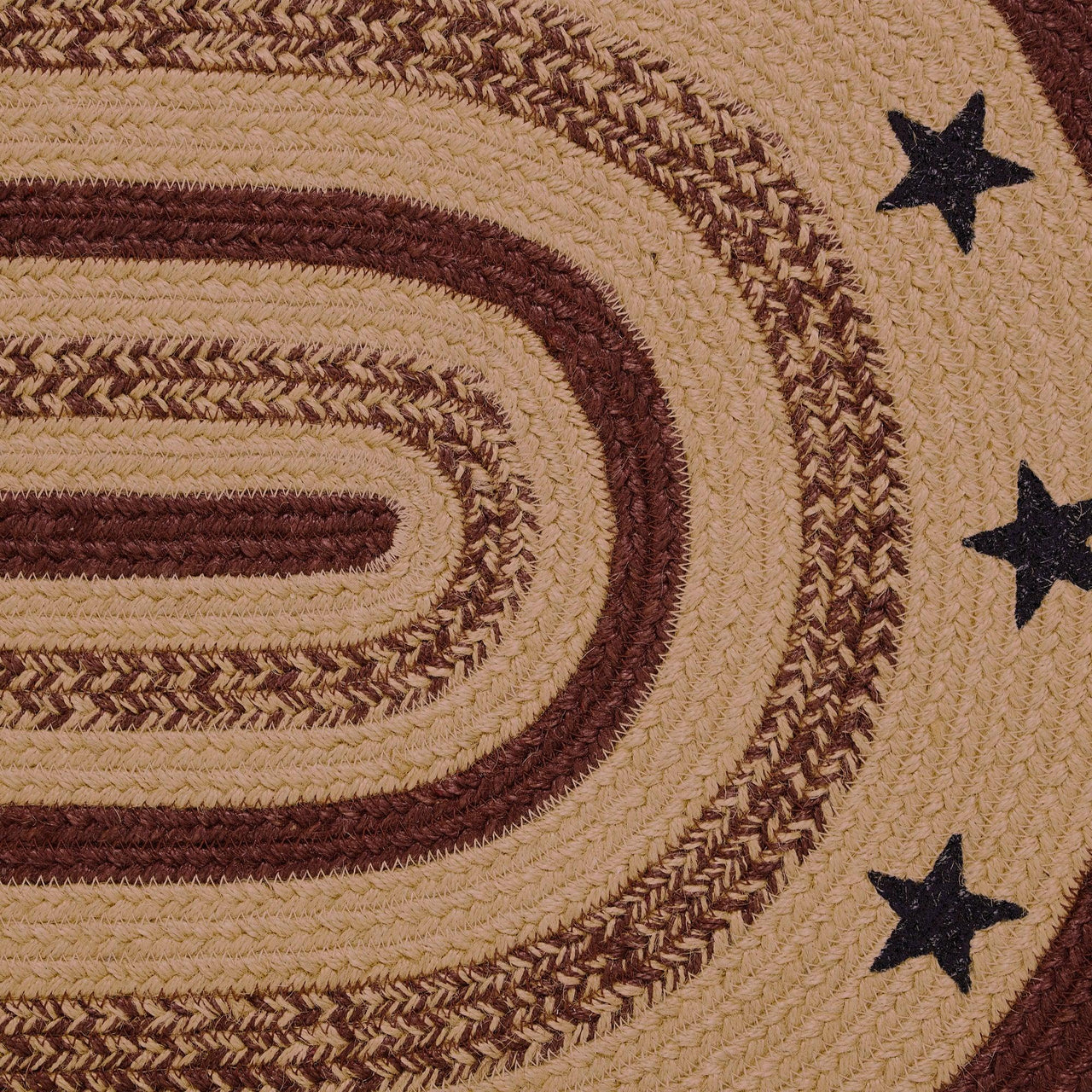 Potomac Jute Braided Rug Oval Stencil Stars w/ Pad 2'x3' VHC Brands