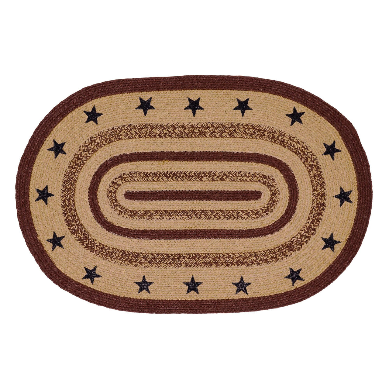 Potomac Jute Braided Rug Oval Stencil Stars w/ Pad 2'x3' VHC Brands - The Fox Decor