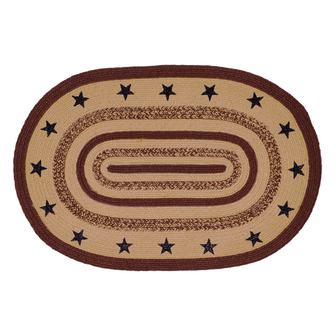 Potomac Jute Braided Rug Oval Stencil Stars w/ Pad 2'x3' VHC Brands