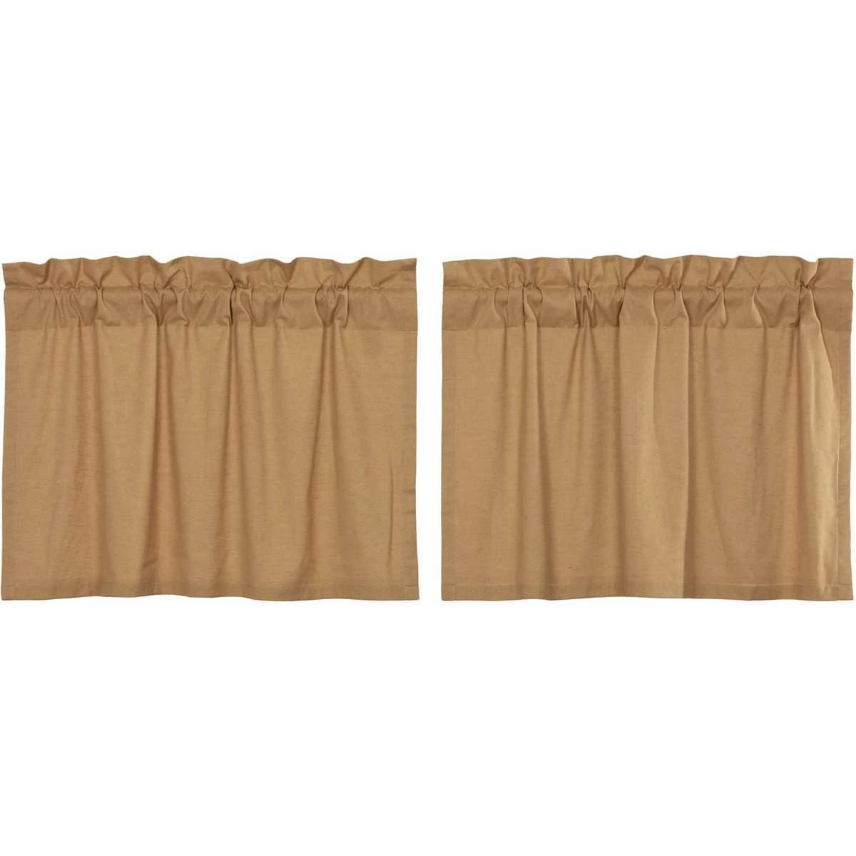 Simple Life Flax Khaki Tier Curtain Set of 2 L24xW36 VHC Brands - The Fox Decor