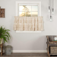 Thumbnail for Simple Life Flax Natural Ruffled Tier Curtain Set of 2 L24xW36 VHC Brands - The Fox Decor