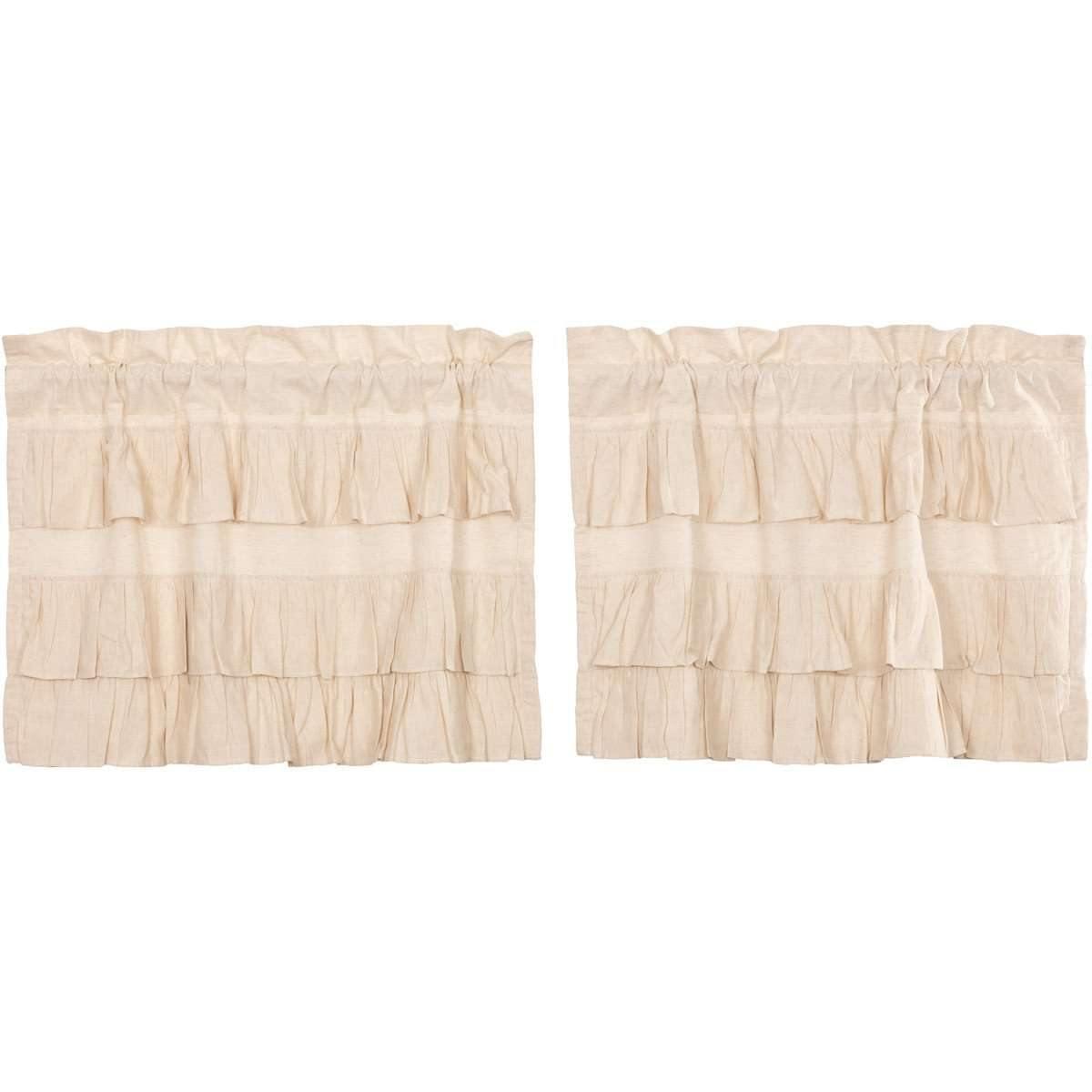 Simple Life Flax Natural Ruffled Tier Curtain Set of 2 L24xW36 VHC Brands - The Fox Decor