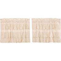 Thumbnail for Simple Life Flax Natural Ruffled Tier Curtain Set of 2 L24xW36 VHC Brands - The Fox Decor