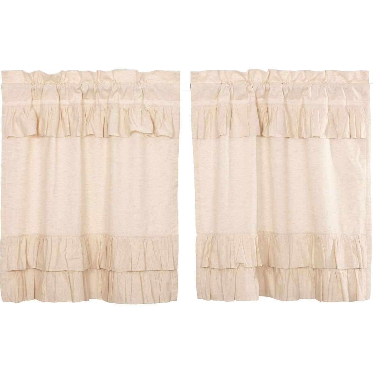 Simple Life Flax Natural Ruffled Tier Curtain Set of 2 L36xW36 VHC Brands - The Fox Decor