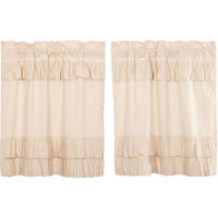 Thumbnail for Simple Life Flax Natural Ruffled Tier Curtain Set of 2 L36xW36 VHC Brands - The Fox Decor