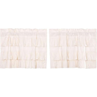 Thumbnail for Simple Life Flax Antique White Ruffled Tier Curtain Set of 2 L24xW36 VHC Brands - The Fox Decor