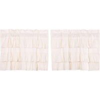 Thumbnail for Simple Life Flax Antique White Ruffled Tier Curtain Set of 2 L24xW36 VHC Brands - The Fox Decor