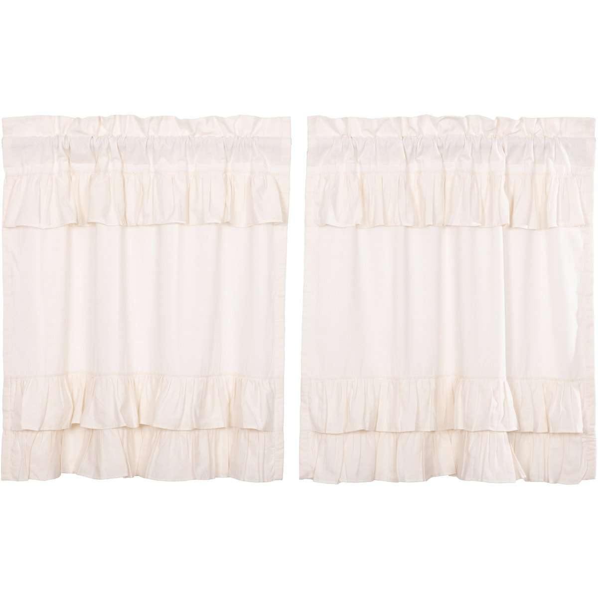 Simple Life Flax Antique White Ruffled Tier Curtain Set of 2 L36xW36 VHC Brands - The Fox Decor