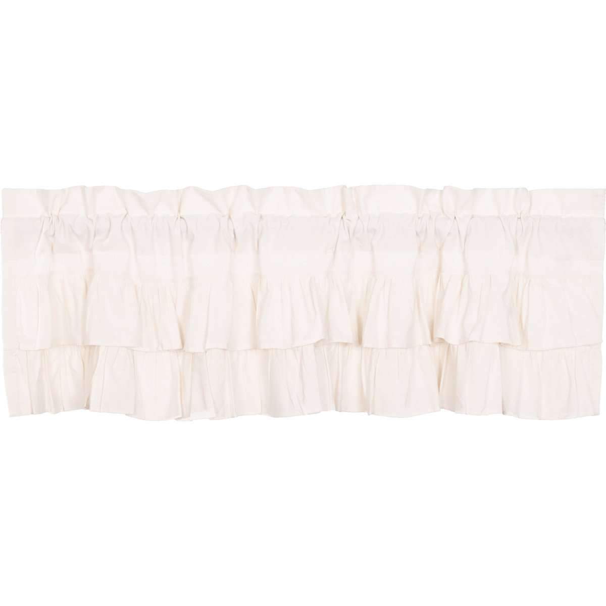 Simple Life Flax Antique White Ruffled Valance Curtain VHC Brands - The Fox Decor