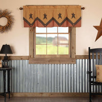 Thumbnail for Stratton Primitive Star Valance Curtain Layered Khaki, Orange VHC Brands - The Fox Decor