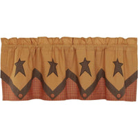 Thumbnail for Stratton Primitive Star Valance Curtain Layered Khaki, Orange VHC Brands - The Fox Decor