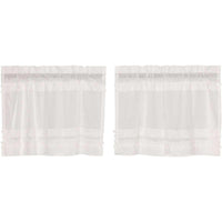 Thumbnail for White Ruffled Sheer Petticoat Tier Curtain Set of 2 L24xW36 VHC Brands - The Fox Decor