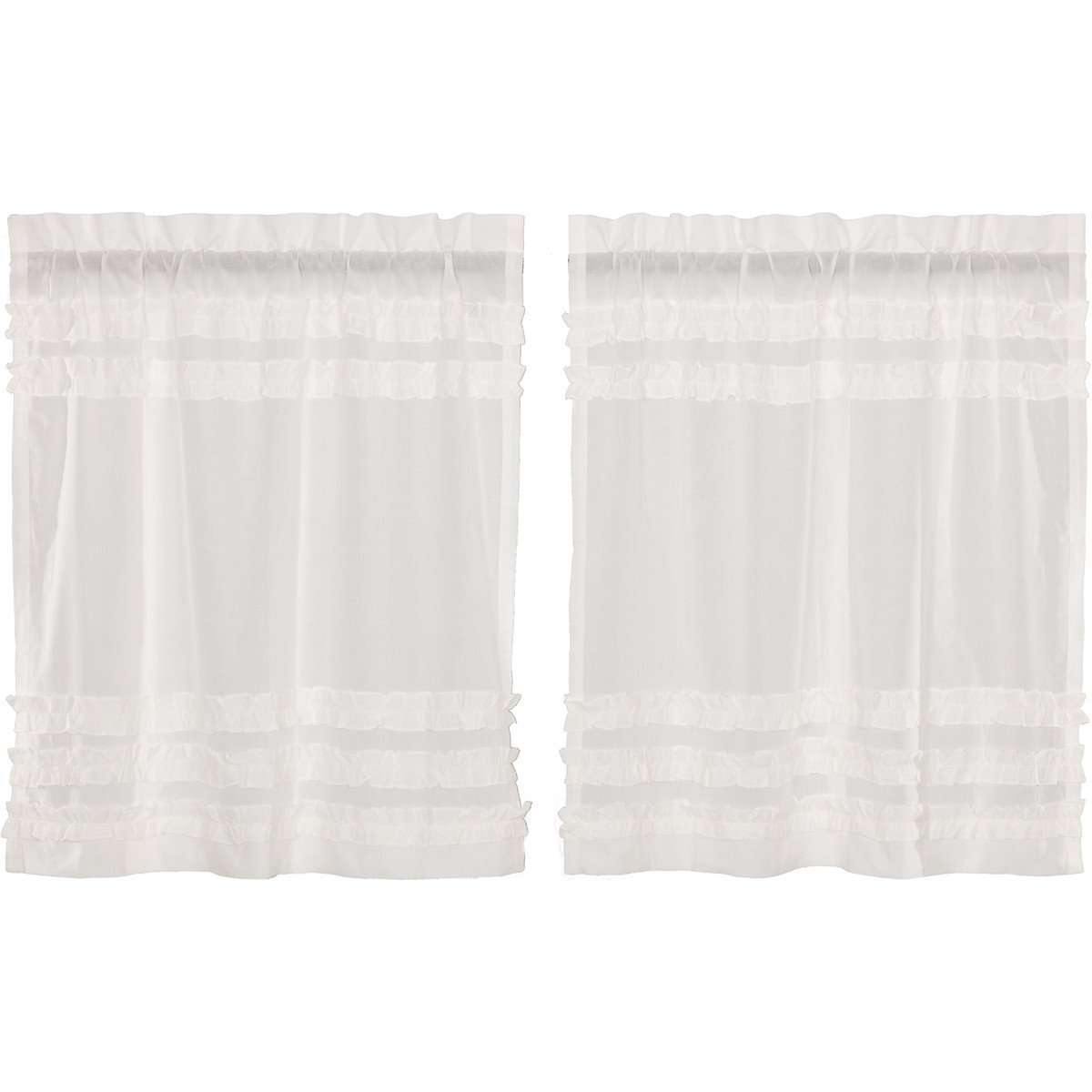 White Ruffled Sheer Petticoat Tier Curtain Set of 2 L36xW36 VHC Brands - The Fox Decor