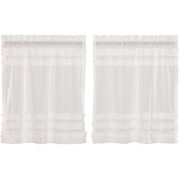 Thumbnail for White Ruffled Sheer Petticoat Tier Curtain Set of 2 L36xW36 VHC Brands - The Fox Decor