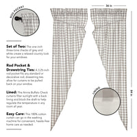 Thumbnail for Annie Buffalo Grey Check Prairie Long Panel Curtain Set of 2