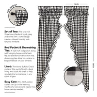 Thumbnail for Annie Buffalo Black Check Ruffled Prairie Long Panel Curtain Set of 2