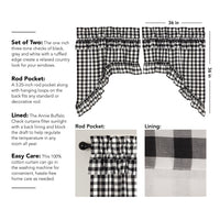 Thumbnail for Annie Buffalo Black Check Ruffled Swag Curtain Set of 2 36x36x16 VHC Brands - The Fox Decor