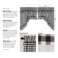 Thumbnail for Annie Buffalo Black Check Ruffled Swag Curtain Set of 2 36x36x16 VHC Brands
