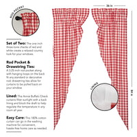 Thumbnail for Annie Buffalo Red Check Prairie Long Panel Curtain Set of 2