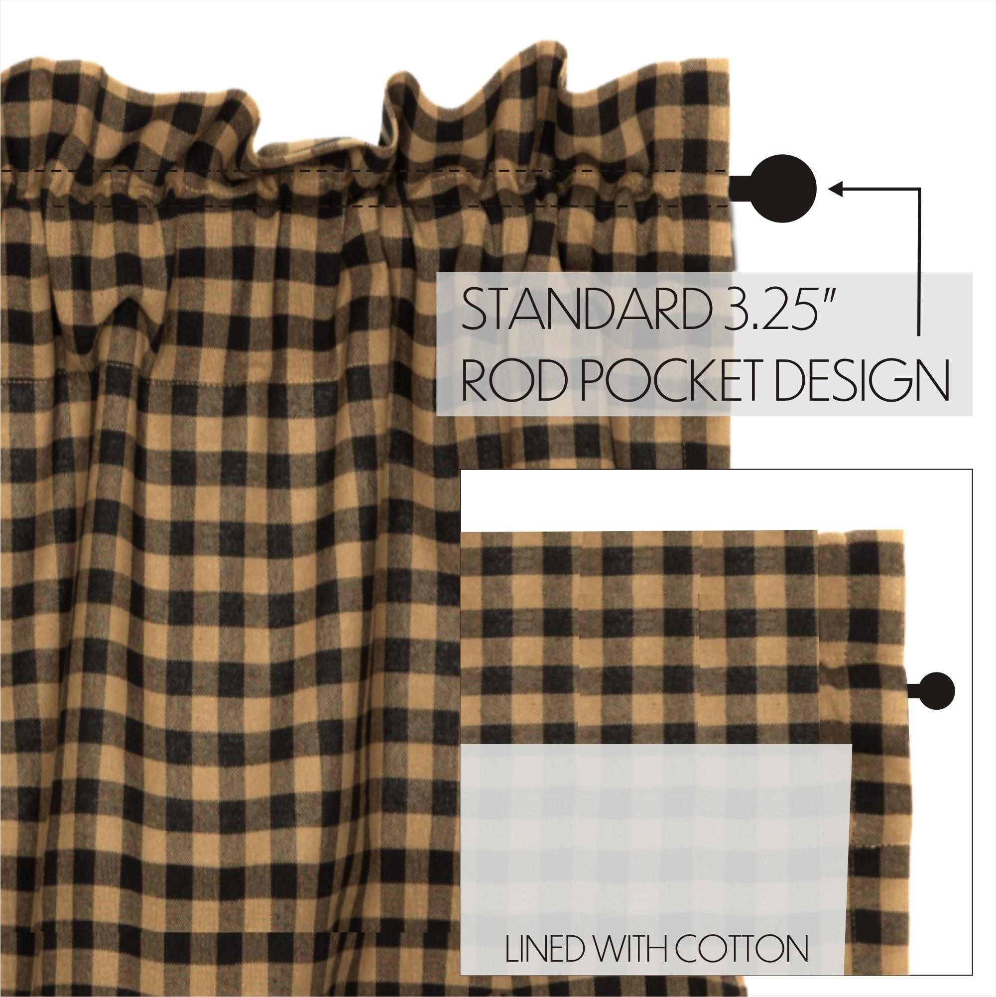 Black Check Scalloped Valance Curtain 16x60 VHC Brands - The Fox Decor