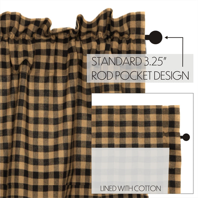 Black Check Scalloped Valance Curtain 16x60 VHC Brands - The Fox Decor