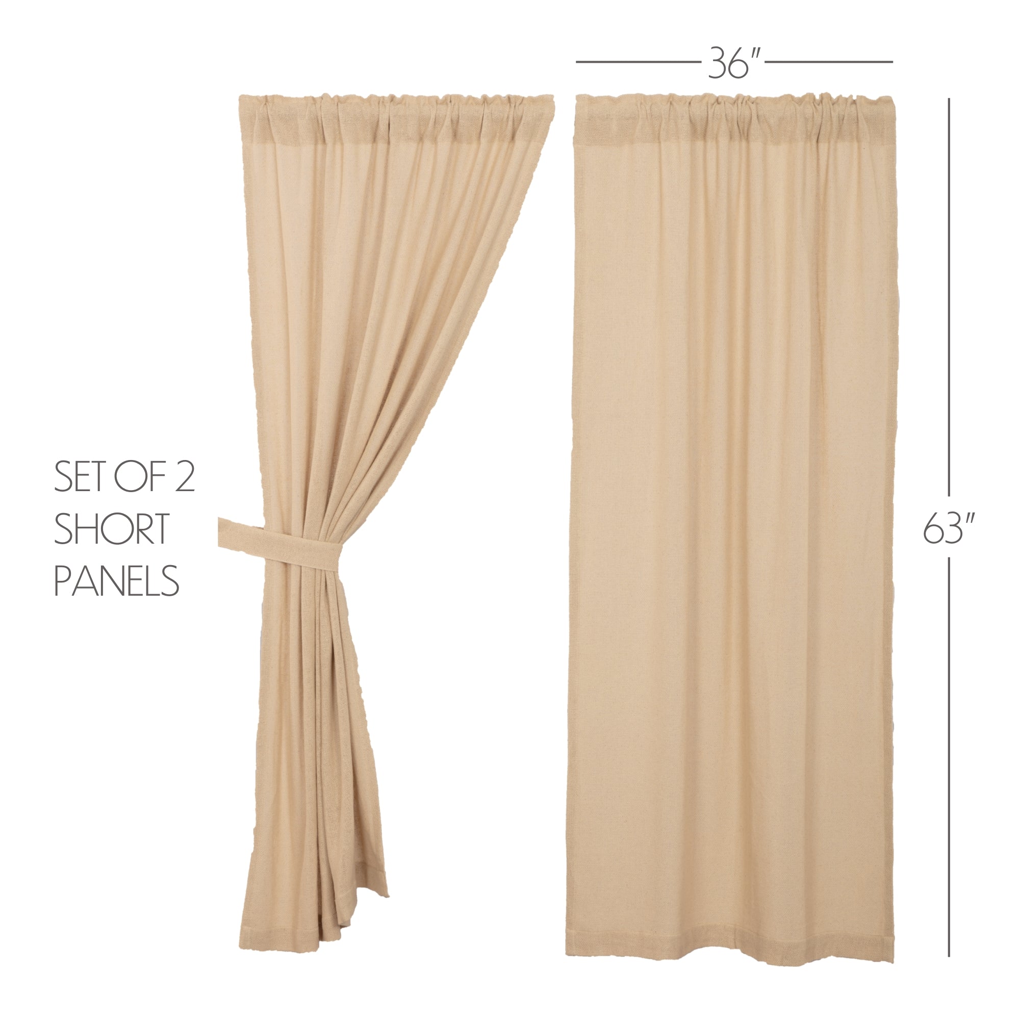 Burlap Vintage Short Panel Curtain Set of 2 63
