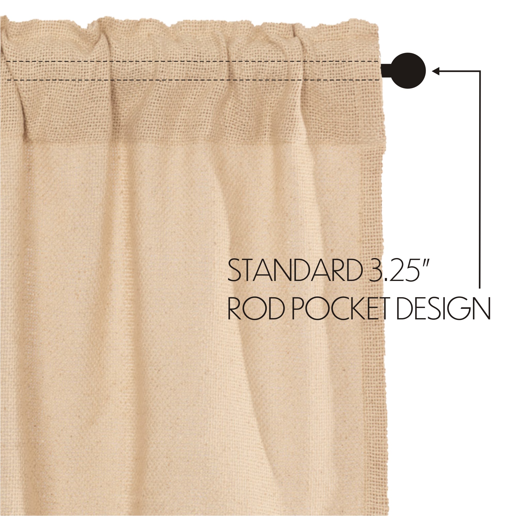 Burlap Vintage Short Panel Curtain Set of 2 63
