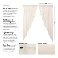 Thumbnail for Burlap Antique White Prairie Short Panel Curtain Set of 2 63x36x18 VHC Brands