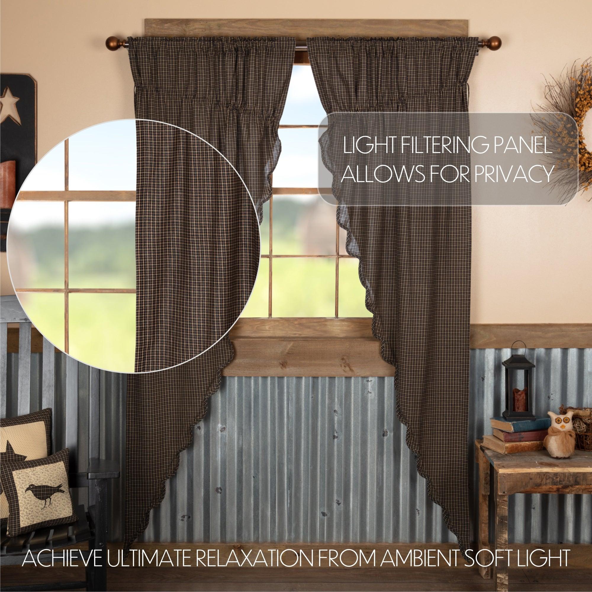 Kettle Grove Plaid Prairie Long Panel Curtain Scalloped Set of 2 84x36x18 VHC Brands - The Fox Decor