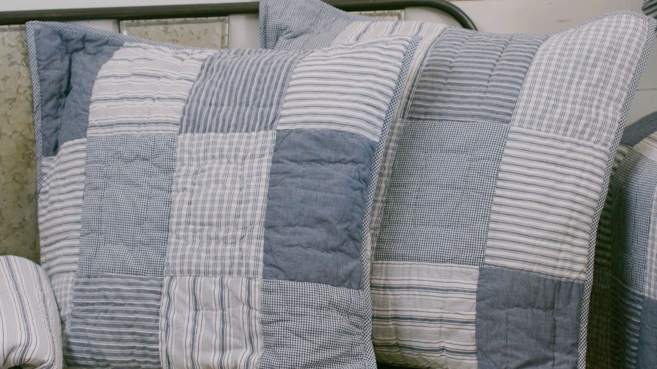 Sawyer Mill Blue Quilted Euro Sham 26x26 VHC Brands - The Fox Decor