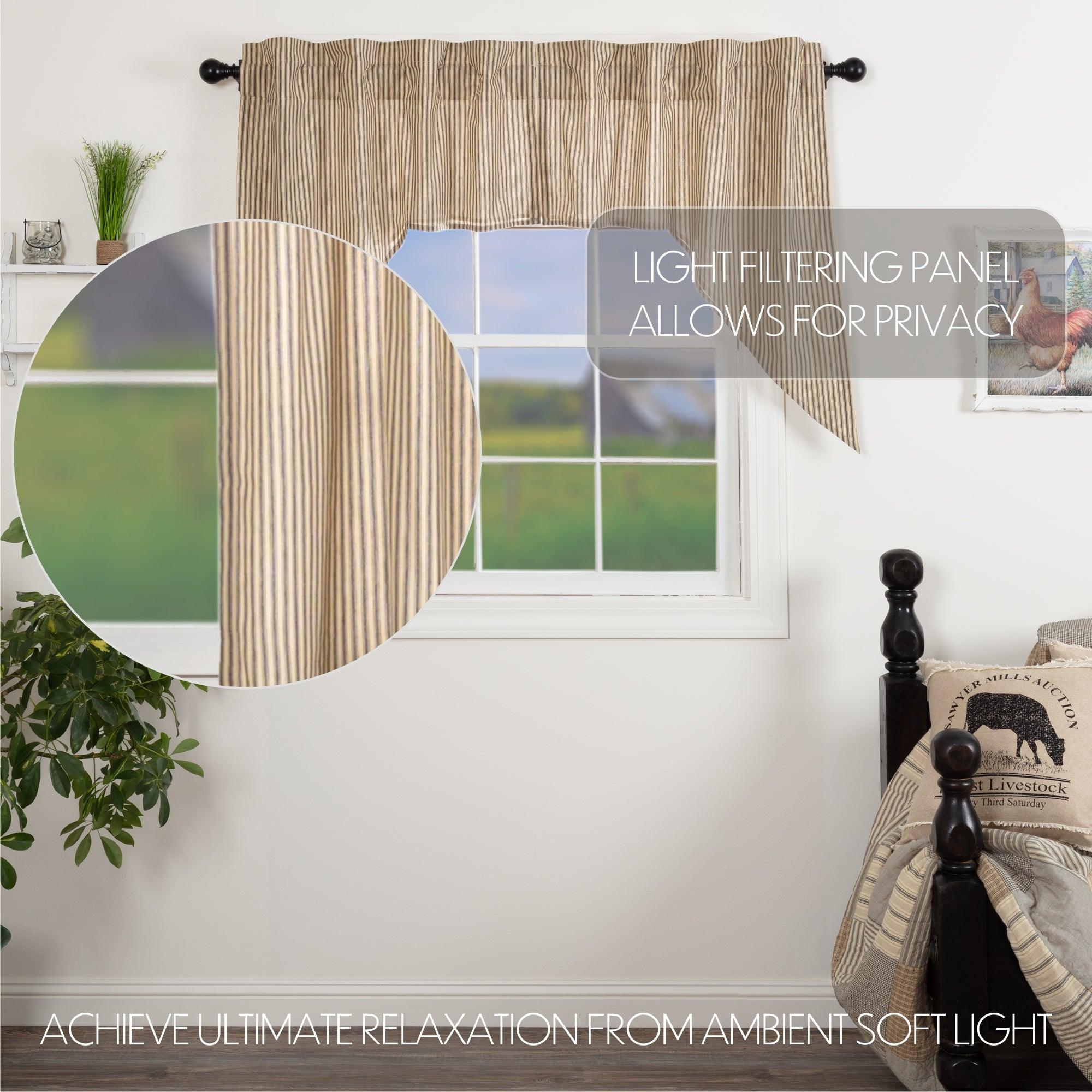 Sawyer Mill Charcoal Ticking Stripe Swag Curtain Set of 2 36x36x16 VHC Brands - The Fox Decor