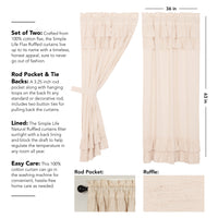 Thumbnail for Simple Life Flax Natural Ruffled Short Panel Curtain Set of 2 63x36 VHC Brands
