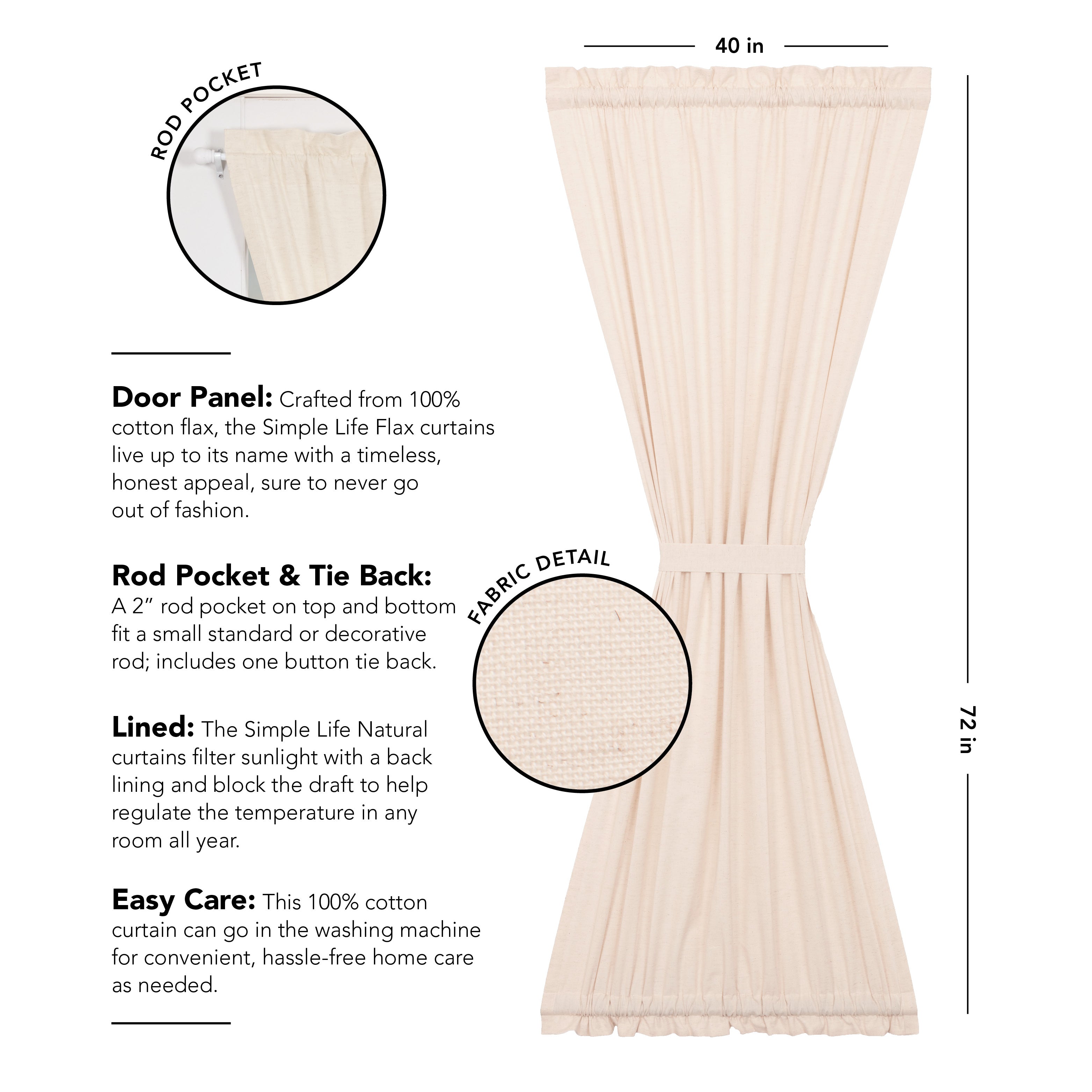 Simple Life Flax Khaki/Antique White/Natural Door Panel 72
