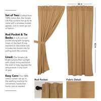 Thumbnail for Simple Life Flax Khaki Short Panel Country Style Curtain Set of 2 63