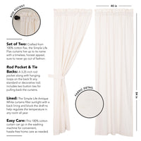 Thumbnail for Simple Life Flax Antique White Panel Curtain Set of 2 84x40 VHC Brands - The Fox Decor