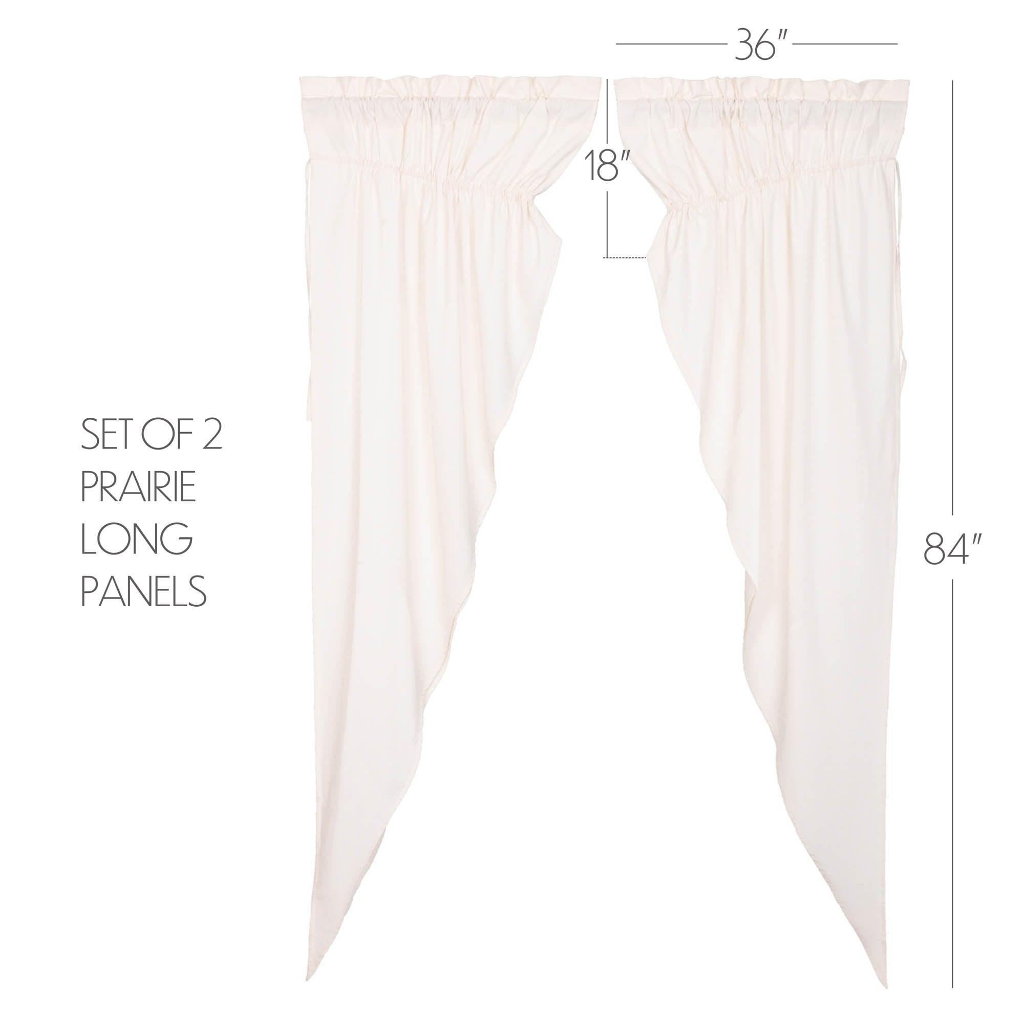 Simple Life Flax Antique White Prairie Long Panel Curtain Set of 2 84x36x18 VHC Brands - The Fox Decor