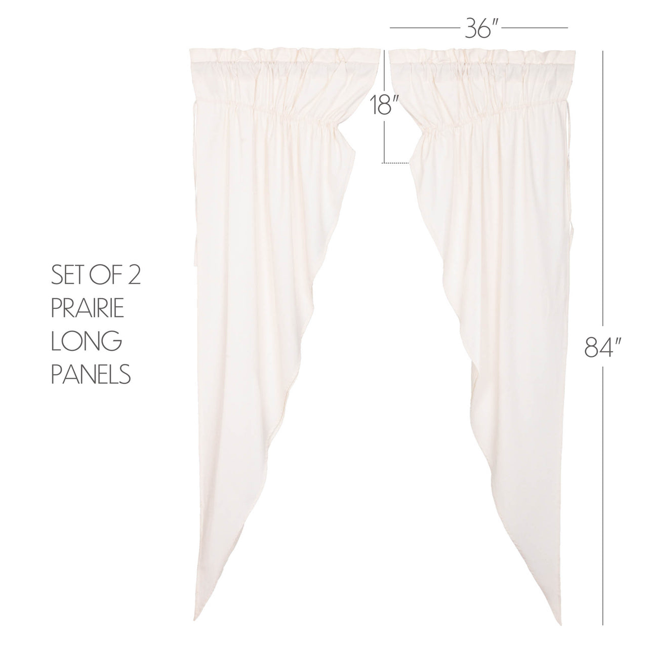 Simple Life Flax Antique White Prairie Long Panel Curtain Set of 2 84x36x18 VHC Brands