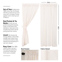 Thumbnail for Simple Life Flax Antique White Short Panel Country Style Curtain Set of 2 63