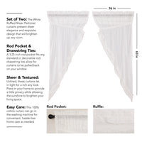 Thumbnail for White Ruffled Sheer Petticoat Prairie Short Panel Curtain Set 63x36x18 VHC Brands - The Fox Decor