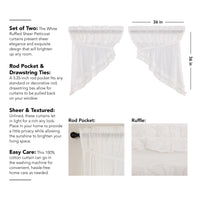 Thumbnail for White Ruffled Sheer Petticoat Prairie Swag Curtain Set of 2 - The Fox Decor