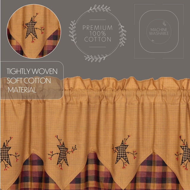 Heritage Farms Primitive Star and Pip Valance Layered Curtain 20x60 VHC Brands - The Fox Decor