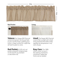Thumbnail for Sawyer Mill Charcoal Ticking Stripe Valance Curtain 16x72 VHC Brands - The Fox Decor