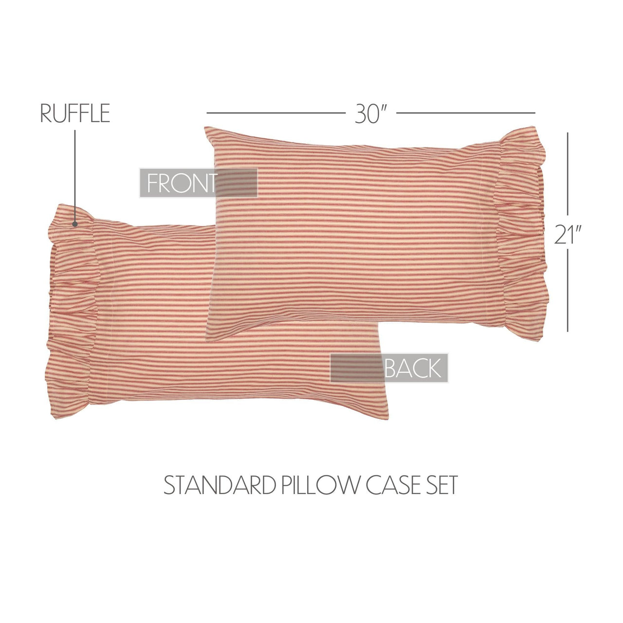 Sawyer Mill Red Ticking Stripe Standard Pillow Case Set of 2 21x30 VHC Brands - The Fox Decor