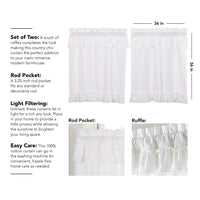 Thumbnail for Muslin Ruffled Bleached White Tier Curtain Set of 2 L36xW36 VHC Brands