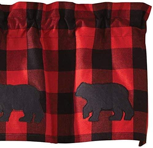 Buffalo Check Bear Applique Lined Valance Park Designs