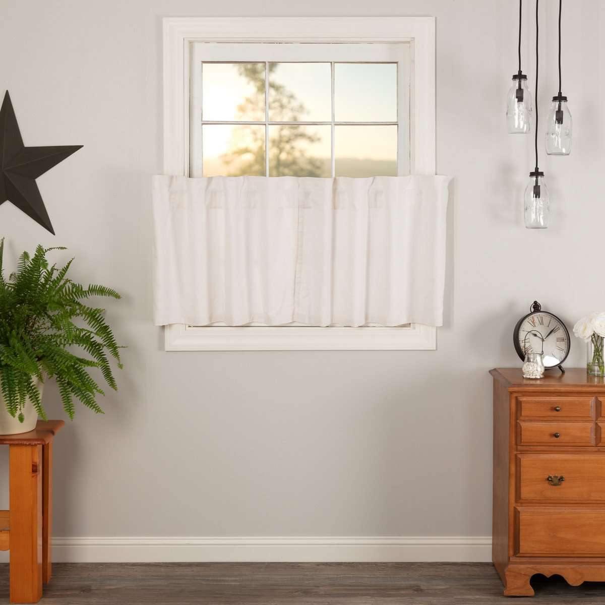 Simple Life Flax Antique White Tier Curtain Set of 2 L24xW36 VHC Brands - The Fox Decor