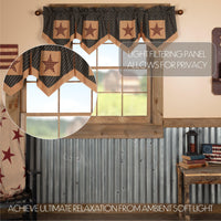 Thumbnail for Patriotic Patch Star Block Valance Curtain Pleated Deep Red, Khaki, Navy VHC Brands