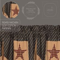 Thumbnail for Patriotic Patch Star Block Valance Curtain Pleated Deep Red, Khaki, Navy VHC Brands