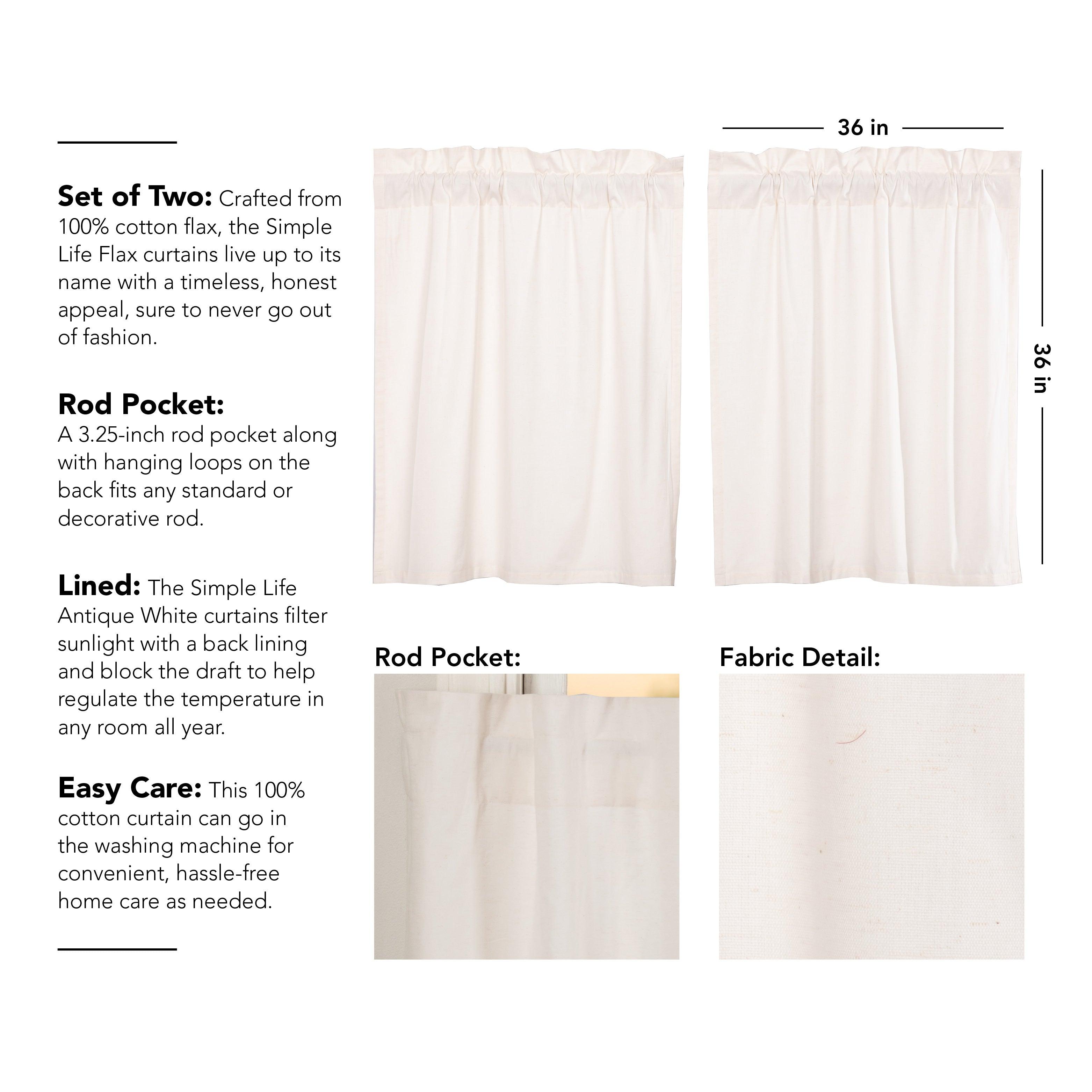 Simple Life Flax Antique White Tier Curtain Set of 2 L36xW36 VHC Brands - The Fox Decor
